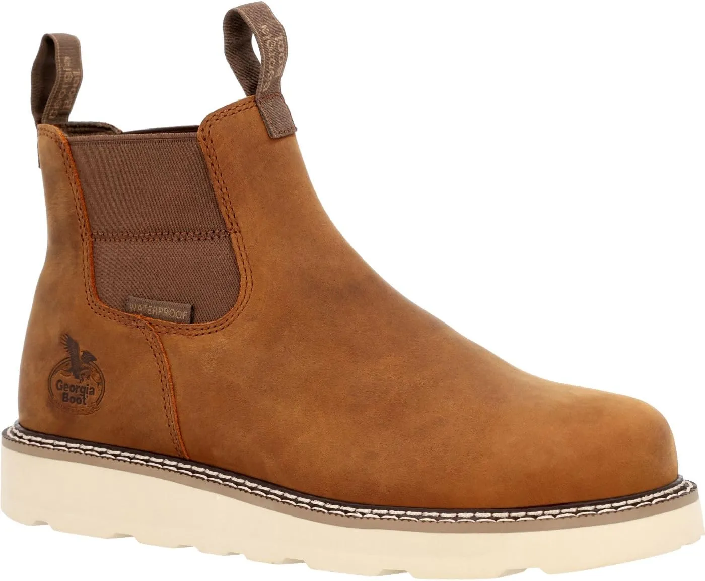 Georgia Boot Core 37 Wedge Waterproof Chelsea Work Boot, Barracuda Gold, Size 9.5(W)