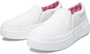 Girls' Slip-On Sneakers Thick Non-Slip Sole, Elastic Stretch Comfort, Easy On/Off Athletic Running Shoes for Kids Toddler