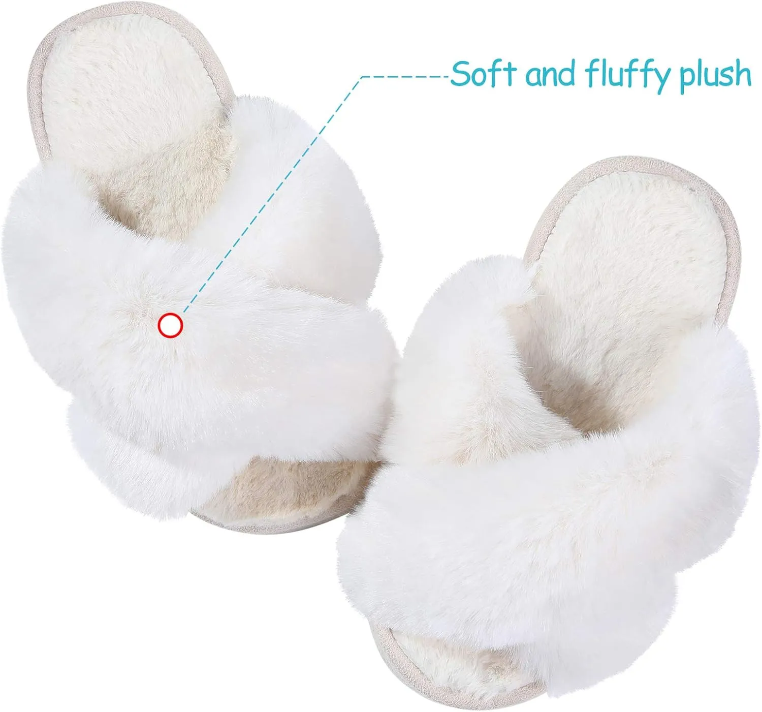 Girl's Soft Plush Lightweight House Slippers Non Slip Cross Band Slip on Open Toe Cozy Indoor Outdoor Slippers