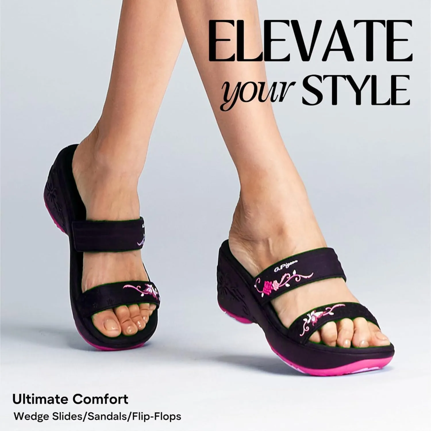 Gold Pigeon Shoes Comfortable Wedge Sandals, Women's Platform Sandals Casual Summer Beach, Heeled Wedges 2.75"