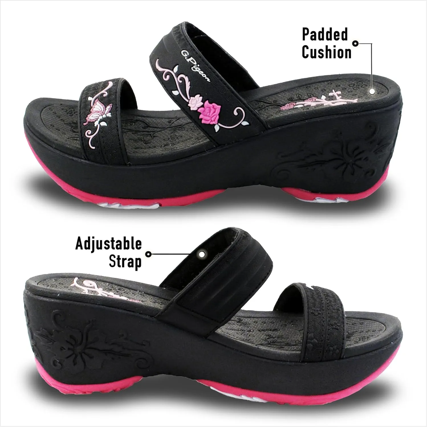 Gold Pigeon Shoes Comfortable Wedge Sandals, Women's Platform Sandals Casual Summer Beach, Heeled Wedges 2.75"