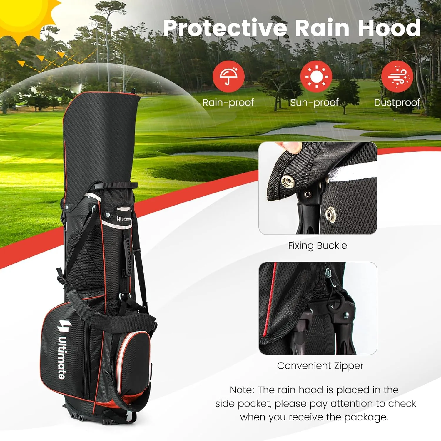 Goplus 14 Way Top Dividers Golf Stand Bag, Lightweight Golf Clubs Bag with Cooler Bag, 6 Zippered Pockets, Dual Shoulder Straps, Rain Hood, Portable Golf Bag with Stand for Men Women