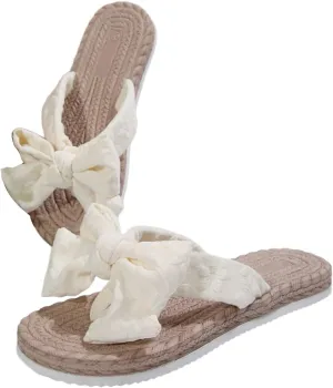 GORGLITTER Women's Summer Beach Flip Flops Bow Cute Sandals 2025 Slip On Thong Flat Sandals