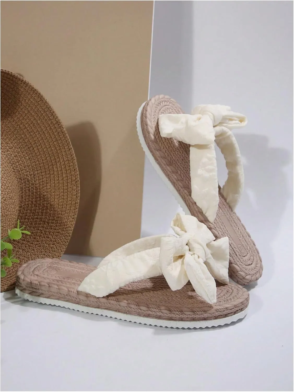 GORGLITTER Women's Summer Beach Flip Flops Bow Cute Sandals 2025 Slip On Thong Flat Sandals