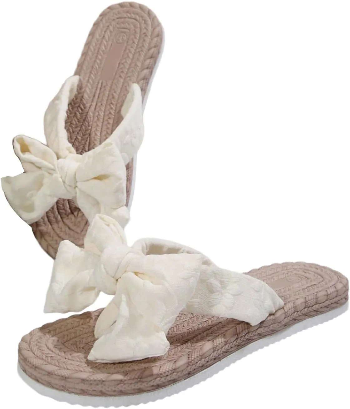 GORGLITTER Women's Summer Beach Flip Flops Bow Cute Sandals 2025 Slip On Thong Flat Sandals