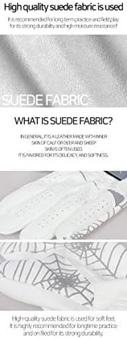 GOuft Spiderweb Golf Glove White Edition -Gray :Durable Suede: All Weather Golf Glove, Good Grip, Feel Soft/Comfort, and Long Lasting: Washable Glove.