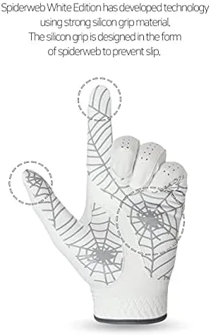 GOuft Spiderweb Golf Glove White Edition -Gray :Durable Suede: All Weather Golf Glove, Good Grip, Feel Soft/Comfort, and Long Lasting: Washable Glove.