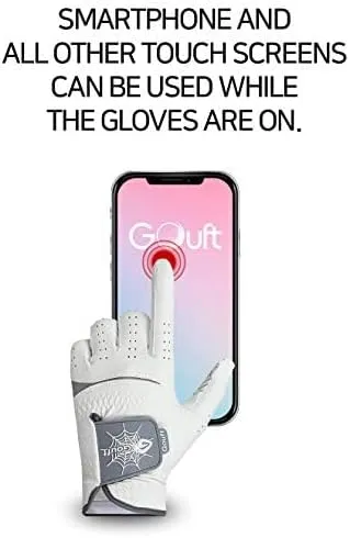 GOuft Spiderweb Golf Glove White Edition -Gray :Durable Suede: All Weather Golf Glove, Good Grip, Feel Soft/Comfort, and Long Lasting: Washable Glove.