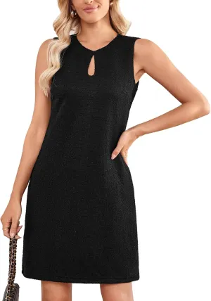 GRACE KARIN Womens Tweed Dress Elegant Sleeveless Tank Dress Keyhole 2024 Fall Business Casual Work Mini Dresses