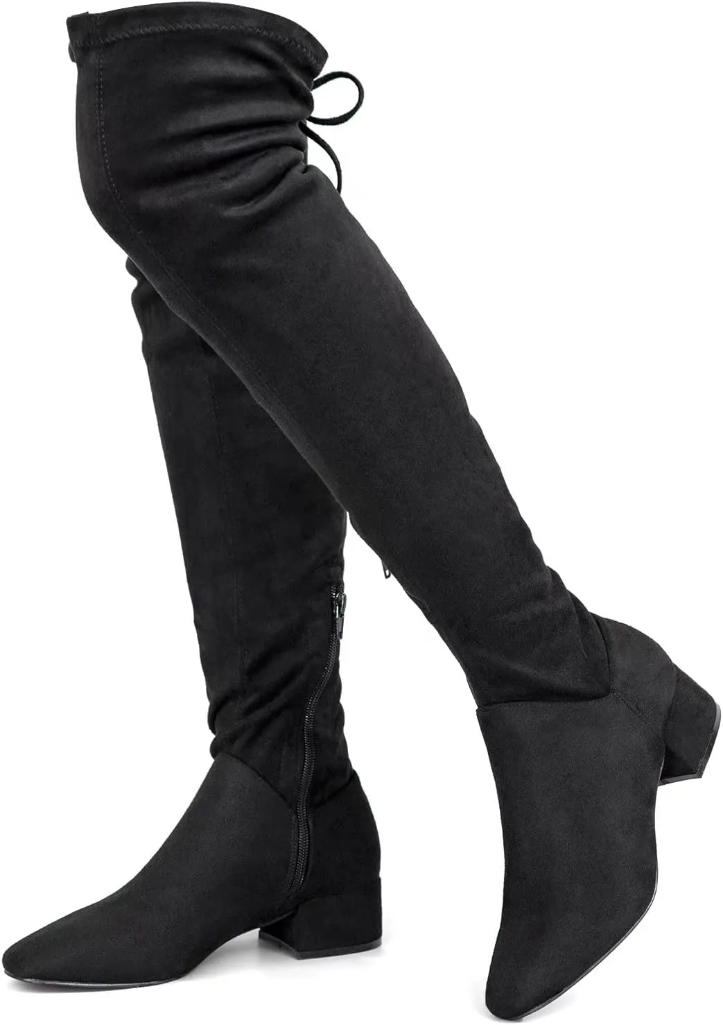 Greatonu Women's Over Knee High Boots Warm Winter Long Boot with Side Zipper Back Lace Fashion Thigh High Boots