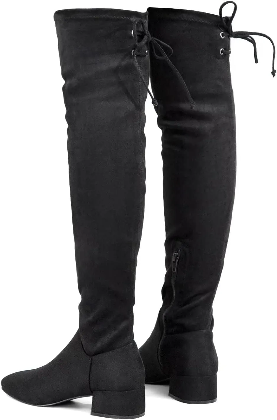 Greatonu Women's Over Knee High Boots Warm Winter Long Boot with Side Zipper Back Lace Fashion Thigh High Boots