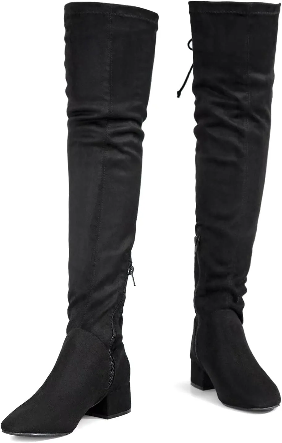 Greatonu Women's Over Knee High Boots Warm Winter Long Boot with Side Zipper Back Lace Fashion Thigh High Boots