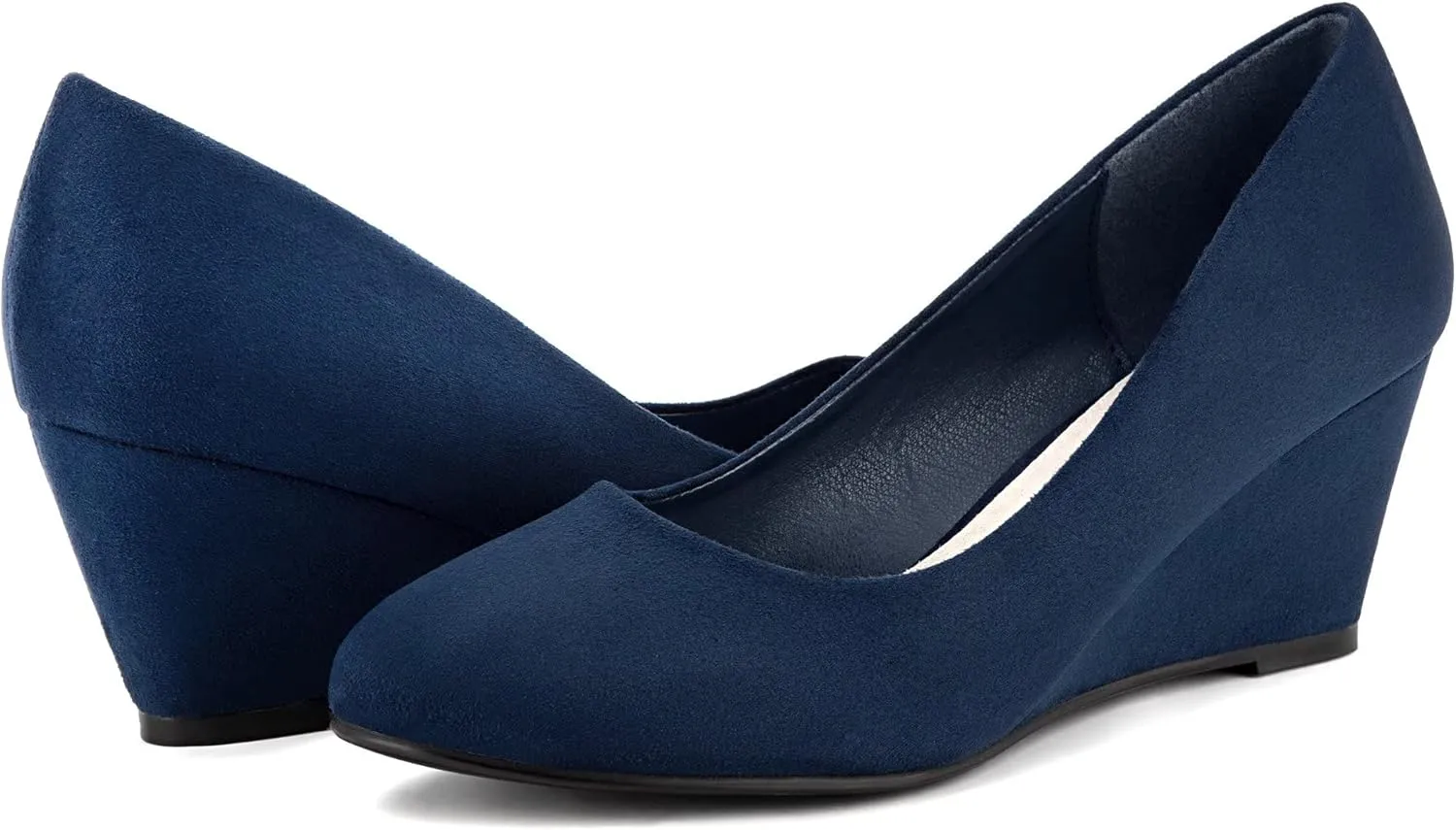 Greatonu Women's Wedge Pumps Closed Toe High Heel Slip on Office Dress Shoes