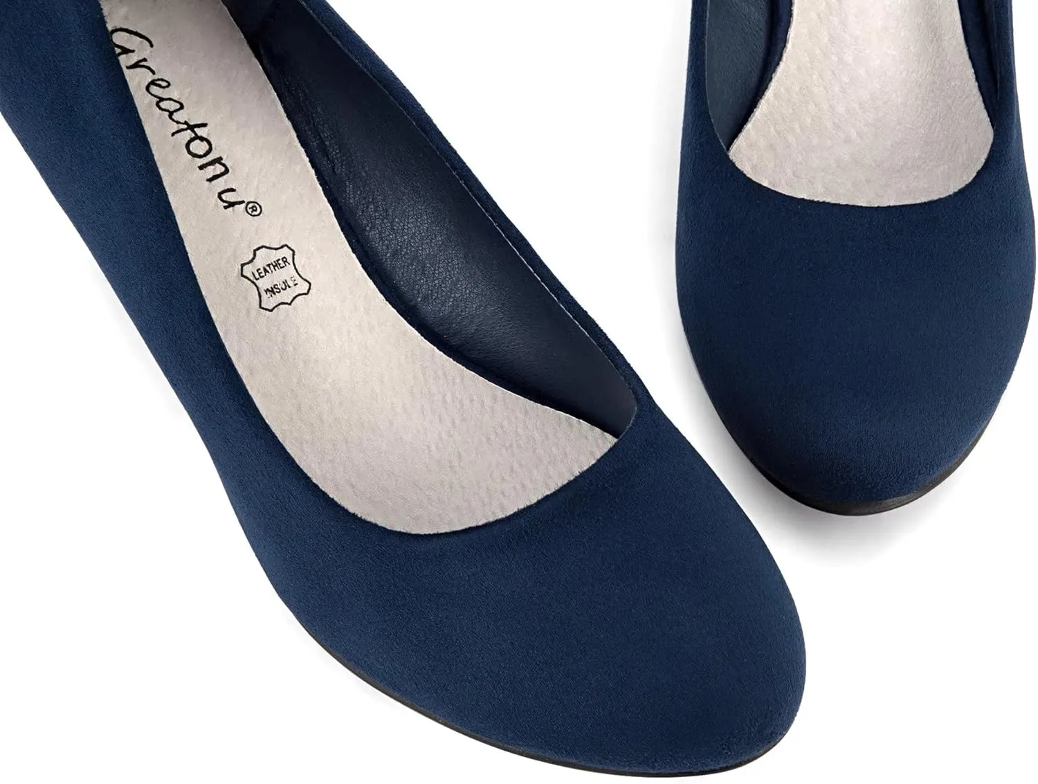 Greatonu Women's Wedge Pumps Closed Toe High Heel Slip on Office Dress Shoes