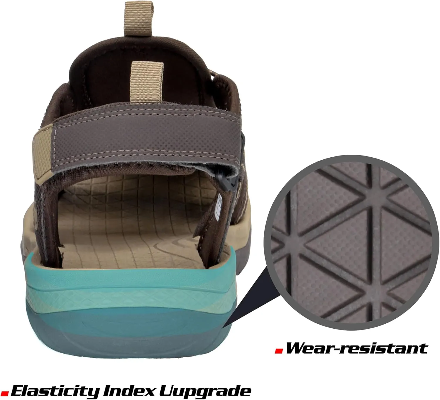 GRITION Mens Outdoor Hiking Sandals Summer Beach Closed Toe Water Sandal Waterproof Comfortable Fisherman Adventures Sport Athletic Walking Traveling Shoes Sandles