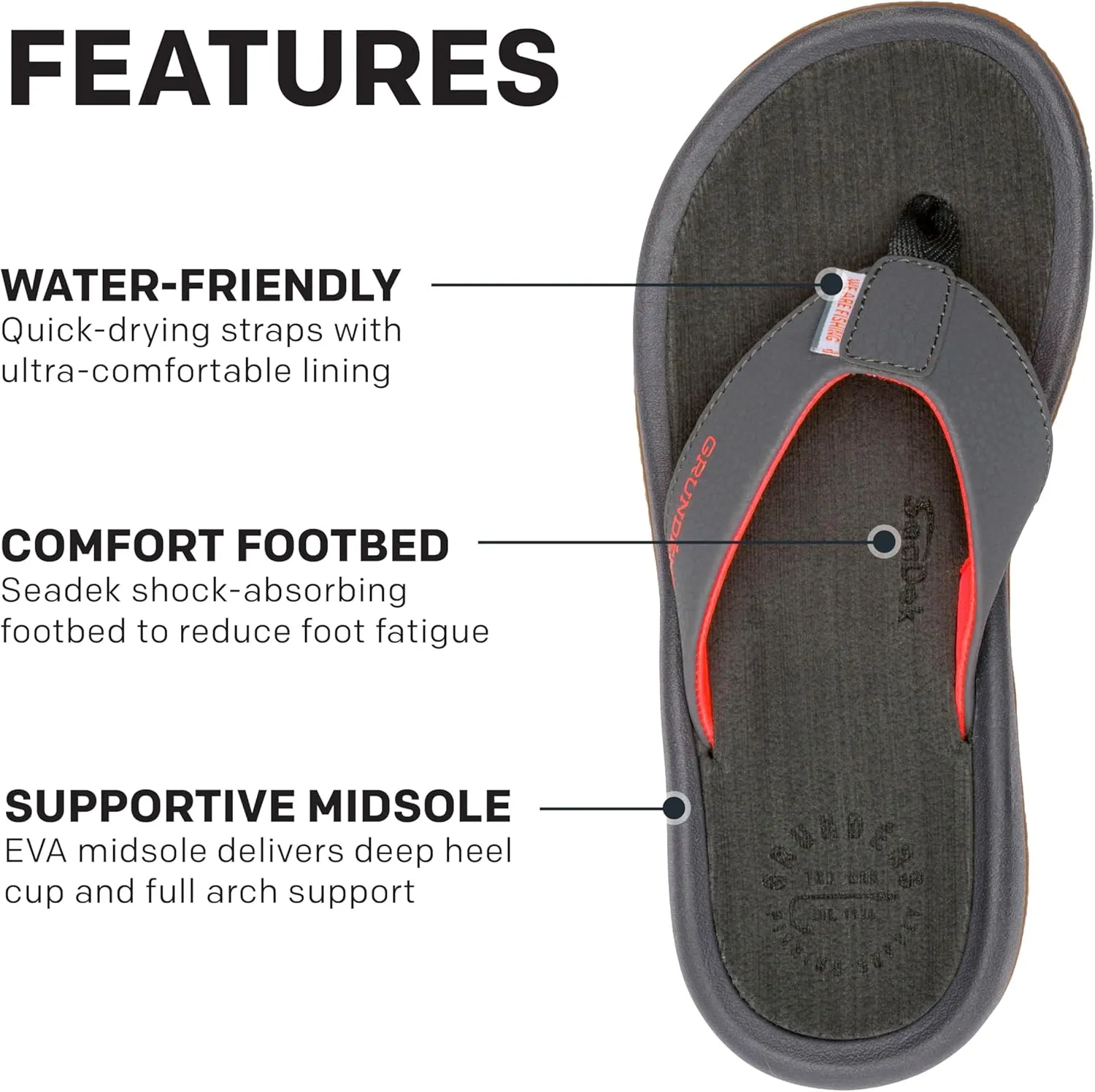 Grundens Women's Deck-Mate 3-Point Sandal | Comfortable, Water-Friendly Deck Sandal for Fishing, Boating, and Beachwear