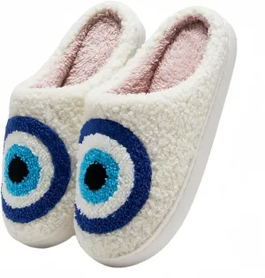Halloween Slippers for Women Retro Soft Cozy Comfy Plush Lightweight Ghost Face Slip-on Indoor Outdoor Scream Slip on Anti-Skid Sole Christmas House Shoes
