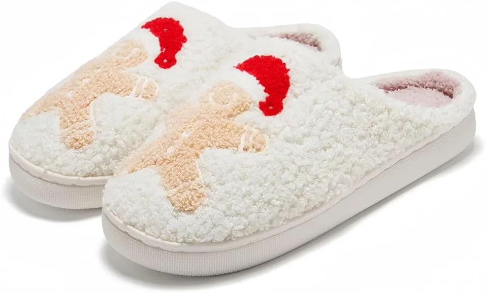 Halloween Slippers for Women Retro Soft Cozy Comfy Plush Lightweight Ghost Face Slip-on Indoor Outdoor Scream Slip on Anti-Skid Sole Christmas House Shoes