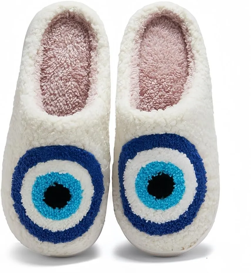 Halloween Slippers for Women Retro Soft Cozy Comfy Plush Lightweight Ghost Face Slip-on Indoor Outdoor Scream Slip on Anti-Skid Sole Christmas House Shoes