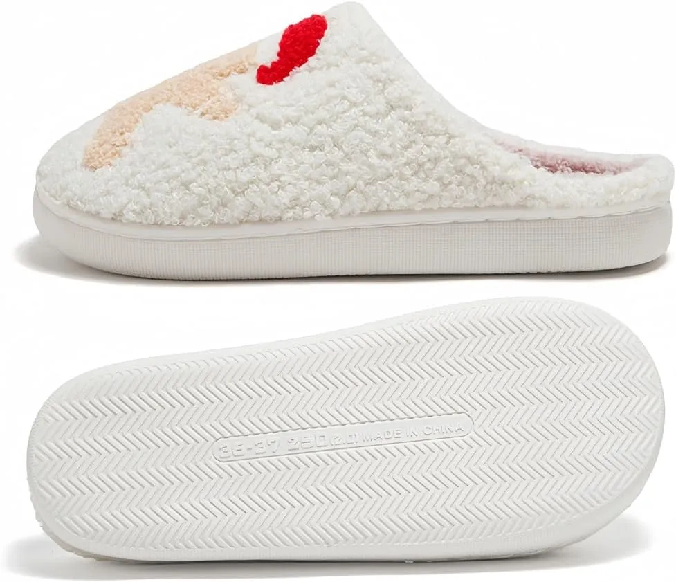 Halloween Slippers for Women Retro Soft Cozy Comfy Plush Lightweight Ghost Face Slip-on Indoor Outdoor Scream Slip on Anti-Skid Sole Christmas House Shoes