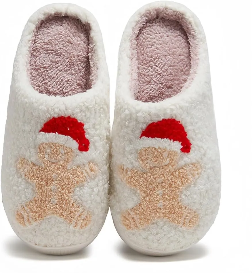 Halloween Slippers for Women Retro Soft Cozy Comfy Plush Lightweight Ghost Face Slip-on Indoor Outdoor Scream Slip on Anti-Skid Sole Christmas House Shoes