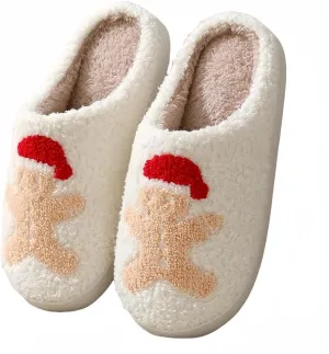 Halloween Slippers for Women Retro Soft Cozy Comfy Plush Lightweight Ghost Face Slip-on Indoor Outdoor Scream Slip on Anti-Skid Sole Christmas House Shoes