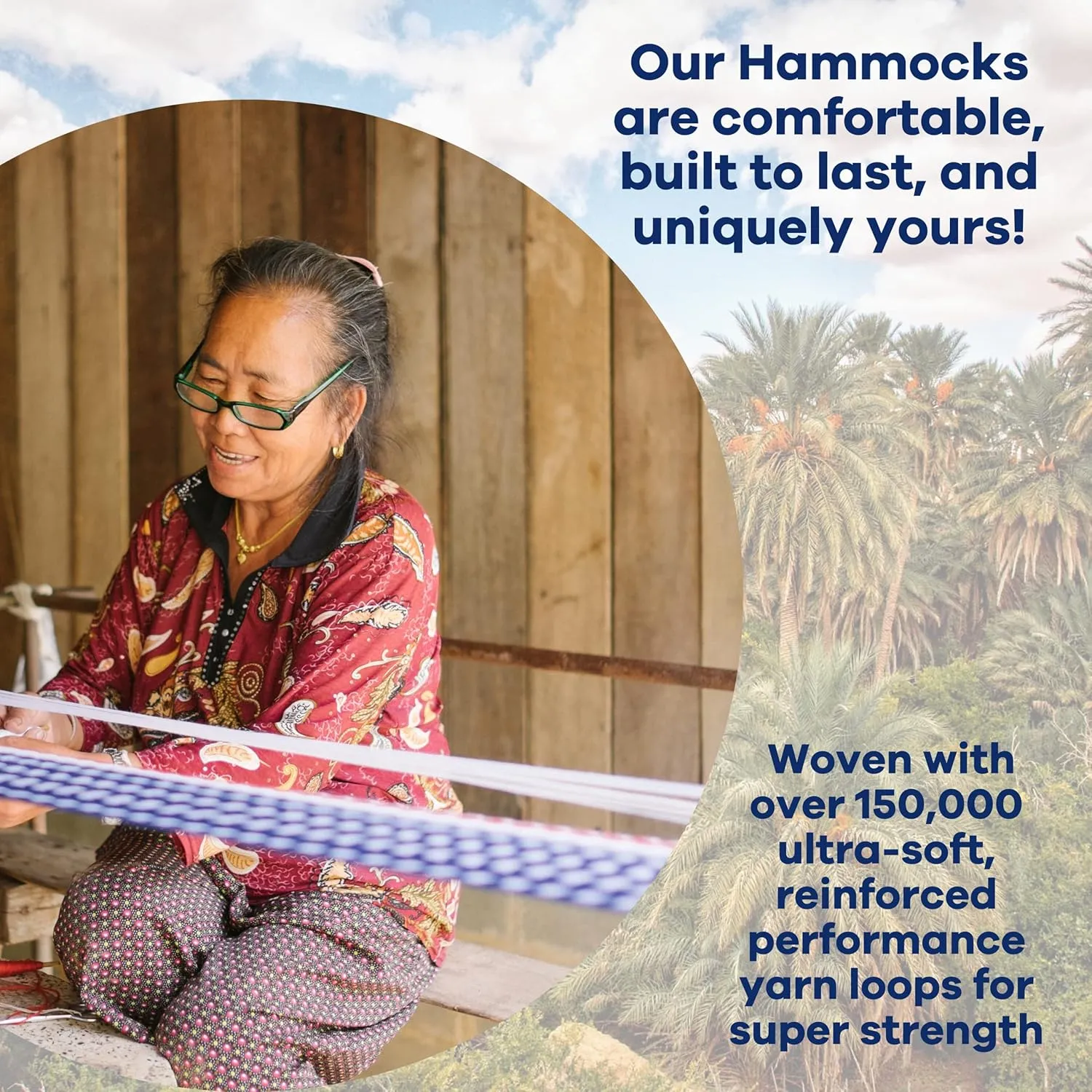 Handwoven Hammock by Yellow Leaf Hammocks - Double Size, Fits 1-2 PPL, 400lb max - Weathersafe, Super Strong, Easy to Hang, Ultra Soft, Artisan Made - Color: Red - White - Blue