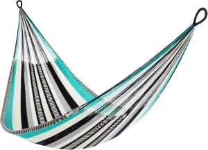 Handwoven Hammock by Yellow Leaf Hammocks - Family Size, Fits 2  PPL, 550lb max - Weathersafe, Super Strong, Easy to Hang, Ultra Soft, Artisan Made - Color: Turquoise - Black -White