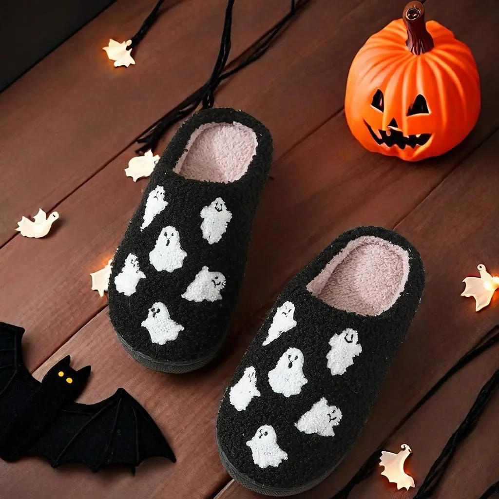 Happy Face Slippers for Women Men,Retro Soft Cozy Comfy Plush Lightweight House Slippers Slip-on Indoor Outdoor Slippers,Slip on Anti-Skid Sole
