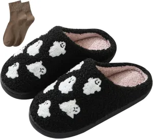 Happy Face Slippers for Women Men,Retro Soft Cozy Comfy Plush Lightweight House Slippers Slip-on Indoor Outdoor Slippers,Slip on Anti-Skid Sole