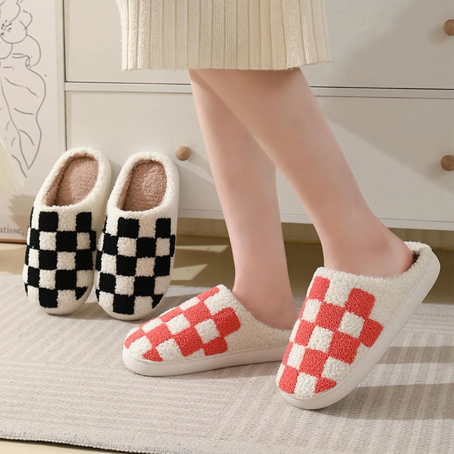 Happy Face Slippers for Women Men,Retro Soft Cozy Comfy Plush Lightweight House Slippers Slip-on Indoor Outdoor Slippers,Slip on Anti-Skid Sole