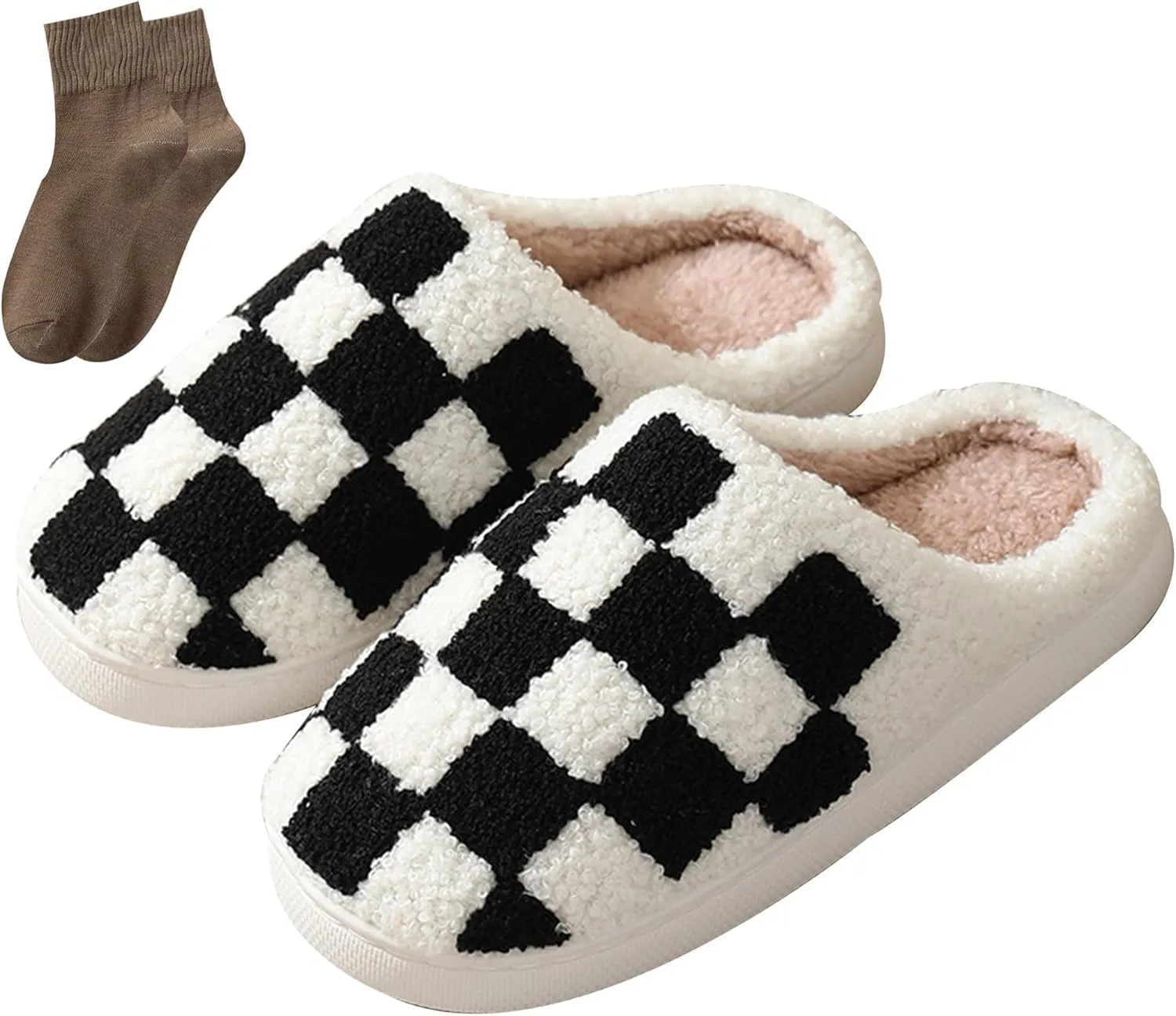 Happy Face Slippers for Women Men,Retro Soft Cozy Comfy Plush Lightweight House Slippers Slip-on Indoor Outdoor Slippers,Slip on Anti-Skid Sole
