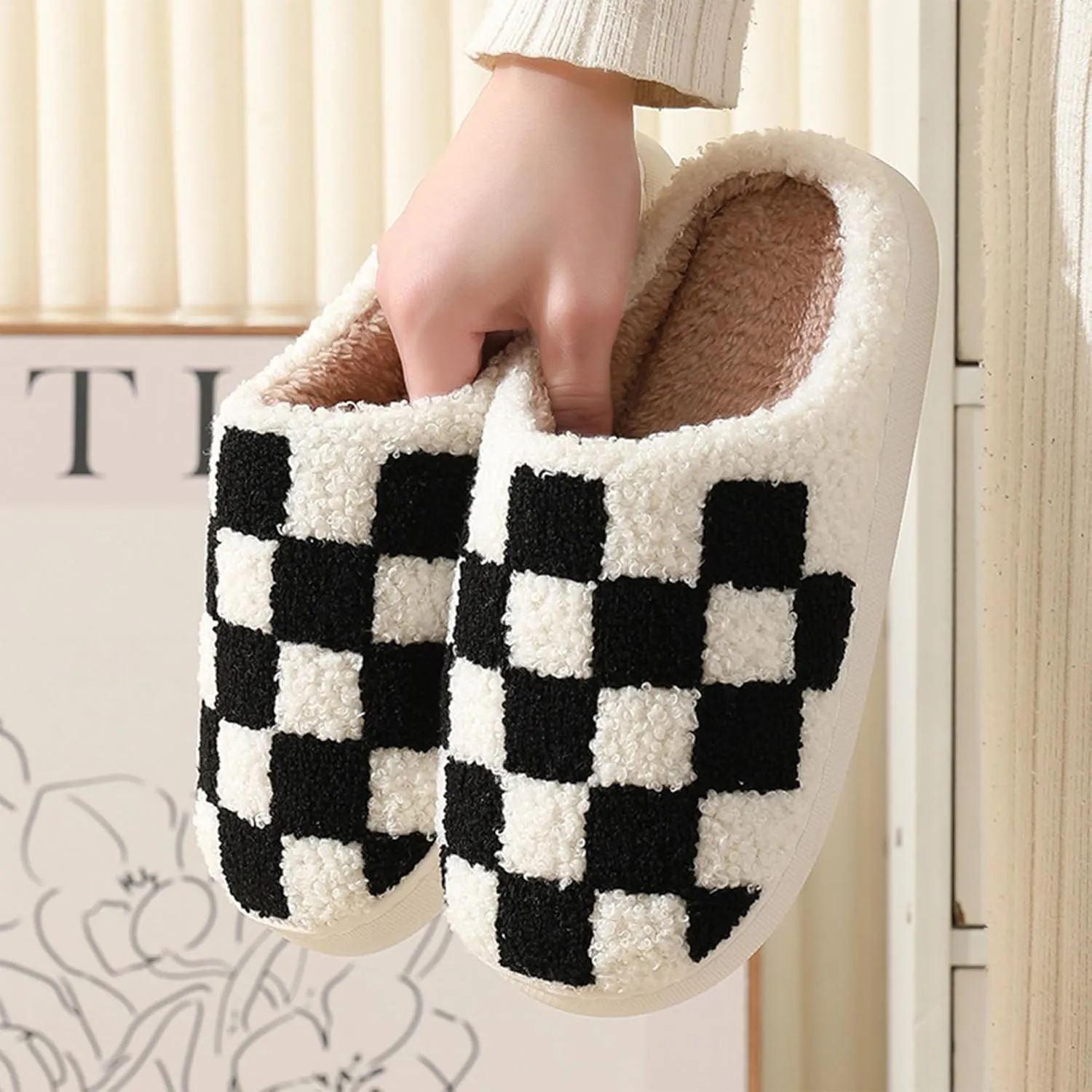 Happy Face Slippers for Women Men,Retro Soft Cozy Comfy Plush Lightweight House Slippers Slip-on Indoor Outdoor Slippers,Slip on Anti-Skid Sole