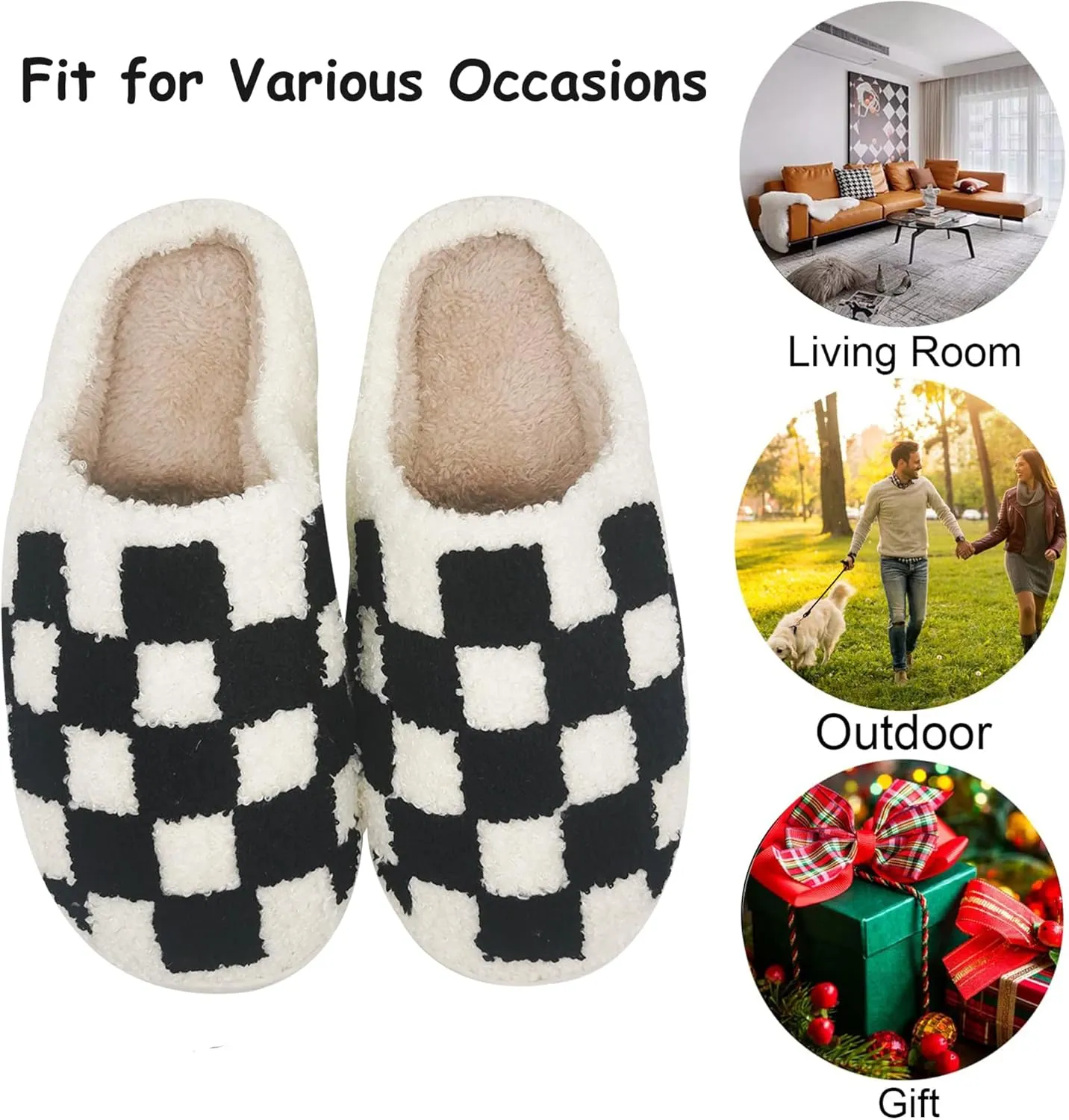Happy Face Slippers for Women Men,Retro Soft Cozy Comfy Plush Lightweight House Slippers Slip-on Indoor Outdoor Slippers,Slip on Anti-Skid Sole