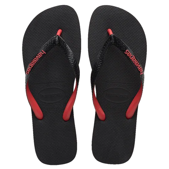 .Havaianas Mens Top Rubber Black / Red Logo  - (TOPRubber9710) - HVMELO - F