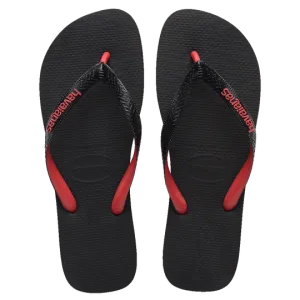 .Havaianas Mens Top Rubber Black / Red Logo  - (TOPRubber9710) - HVMELO - F