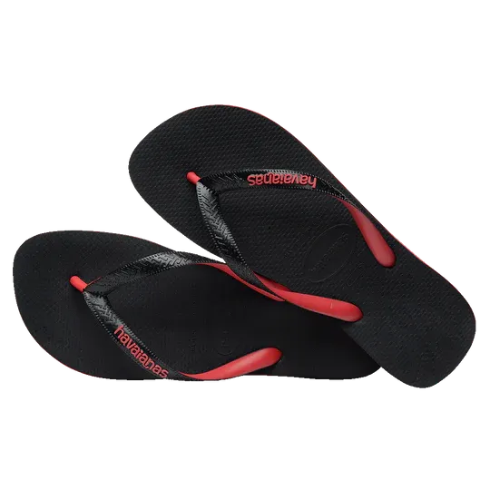 .Havaianas Mens Top Rubber Black / Red Logo  - (TOPRubber9710) - HVMELO - F