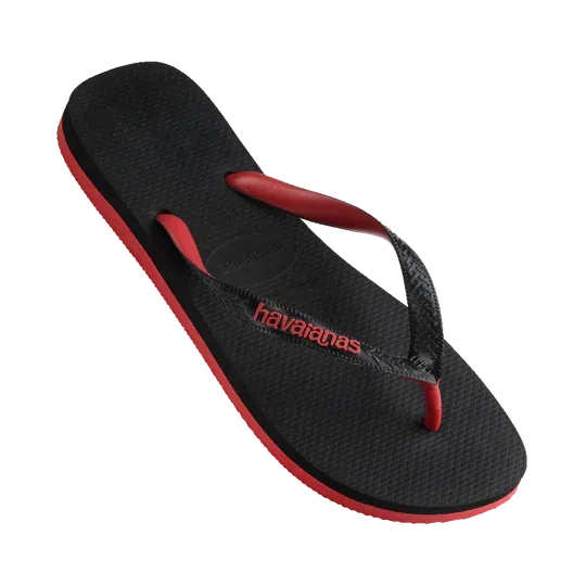 .Havaianas Mens Top Rubber Black / Red Logo  - (TOPRubber9710) - HVMELO - F
