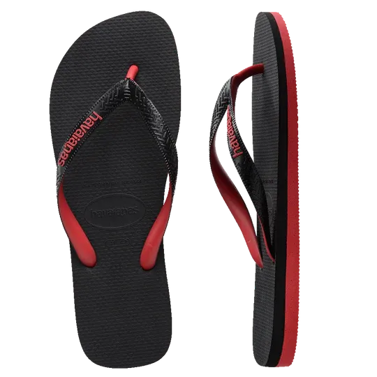 .Havaianas Mens Top Rubber Black / Red Logo  - (TOPRubber9710) - HVMELO - F