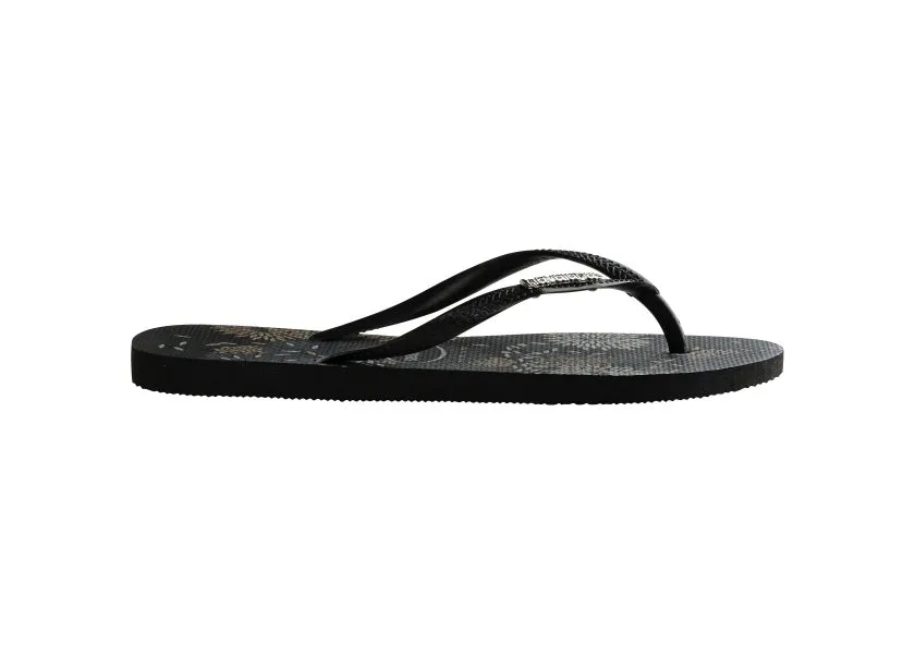 .Havaianas Womens H.SL Bloom CF - (SLIM LOGO METALLIC PRINT) - HV11 - F