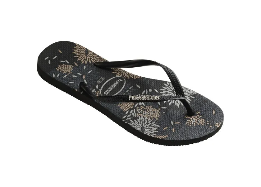 .Havaianas Womens H.SL Bloom CF - (SLIM LOGO METALLIC PRINT) - HV11 - F