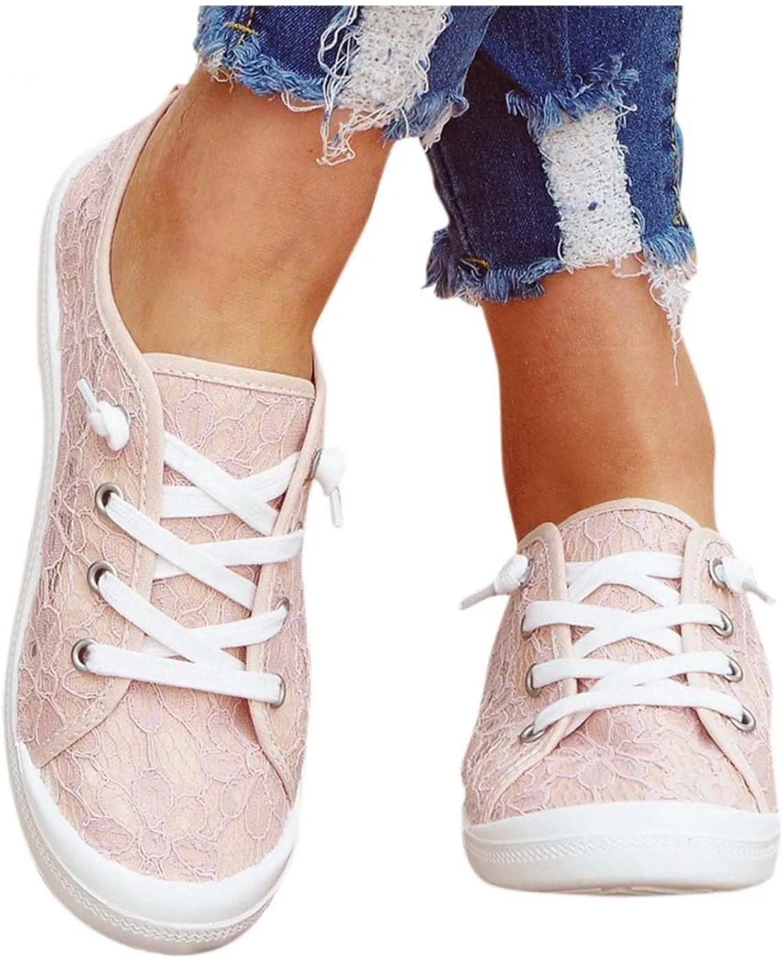 Hbeylia Canvas Shoes For Women Fashion Casual Plaid Lace Up Low Top Play Sneakers Lightweight Low Heels Slip On Flats Loafers Walking Shoes For Girls Running Outdoor Sports Driving