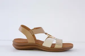 HEAVENLY FEET - TRACE FLAT FASHION SANDAL - GOLD/BEIGE