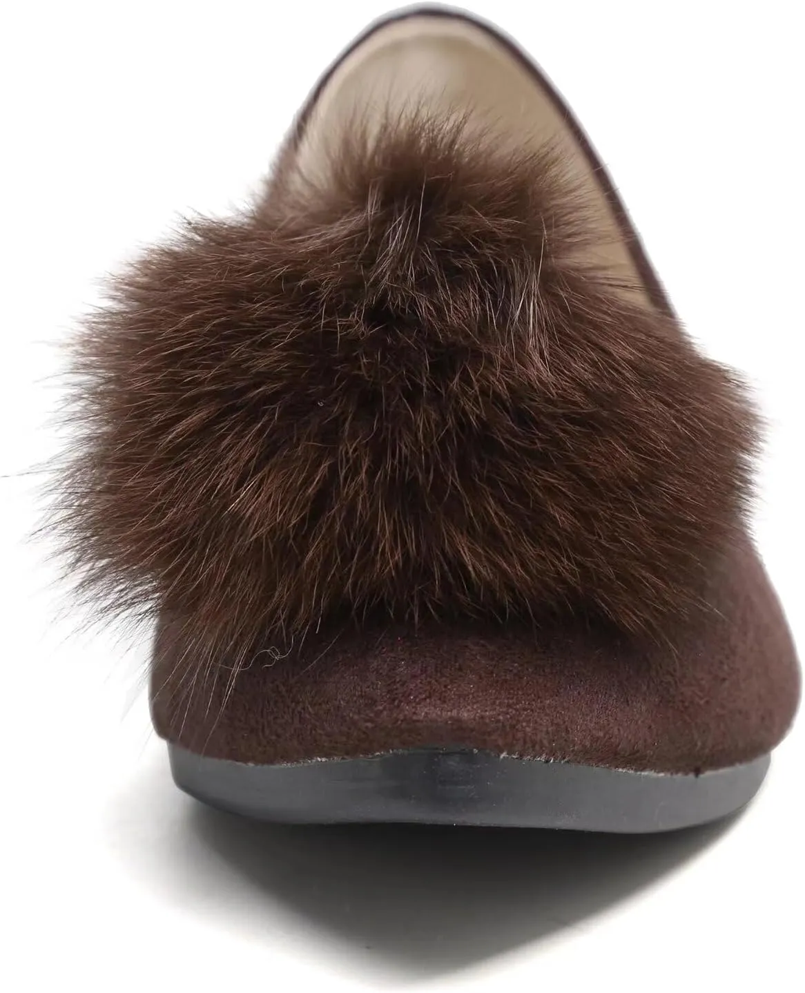 Hee grand Women Pom Pom Causal Flats -Solid Slip on Shallow Comfortable Ballet Shoes