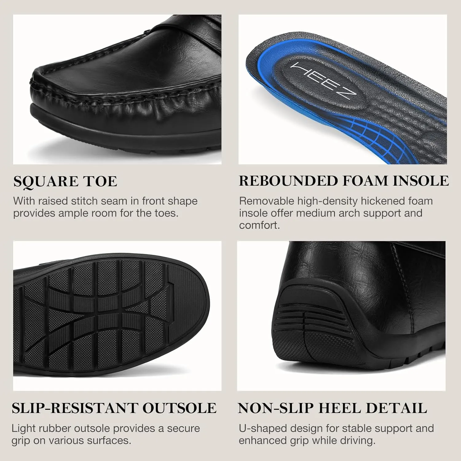 HEEZ Men's Loafers Slip On Shoes Penny Loafers Dress Shoes Leather Casual Driving Boat Shoes for Men
