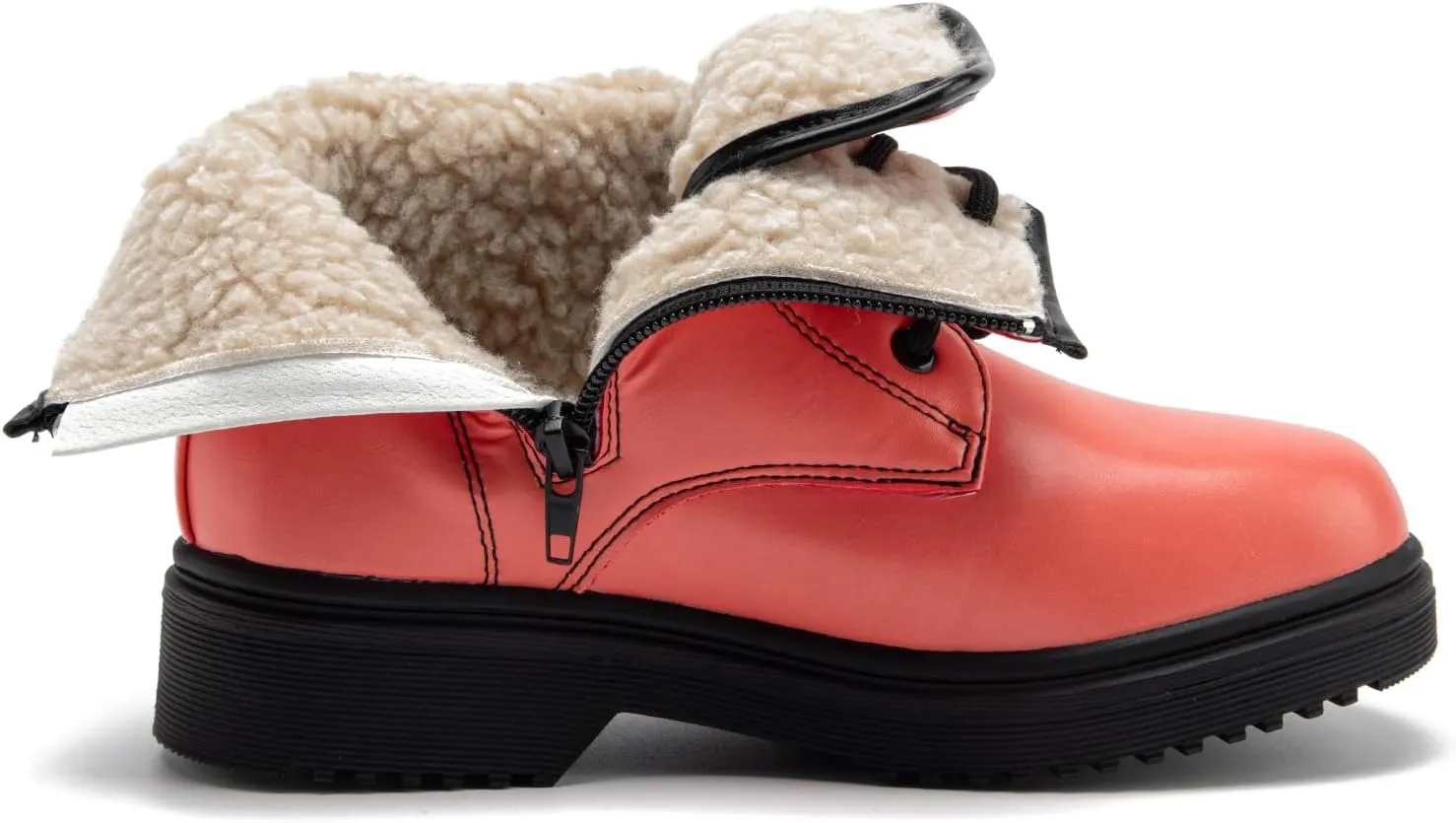 HIKLDK Girls Boots Glitter Combat Boot Winter Waterproof Side Zipper Lace-up Walking Shoes for Toddlers Little Kid szie