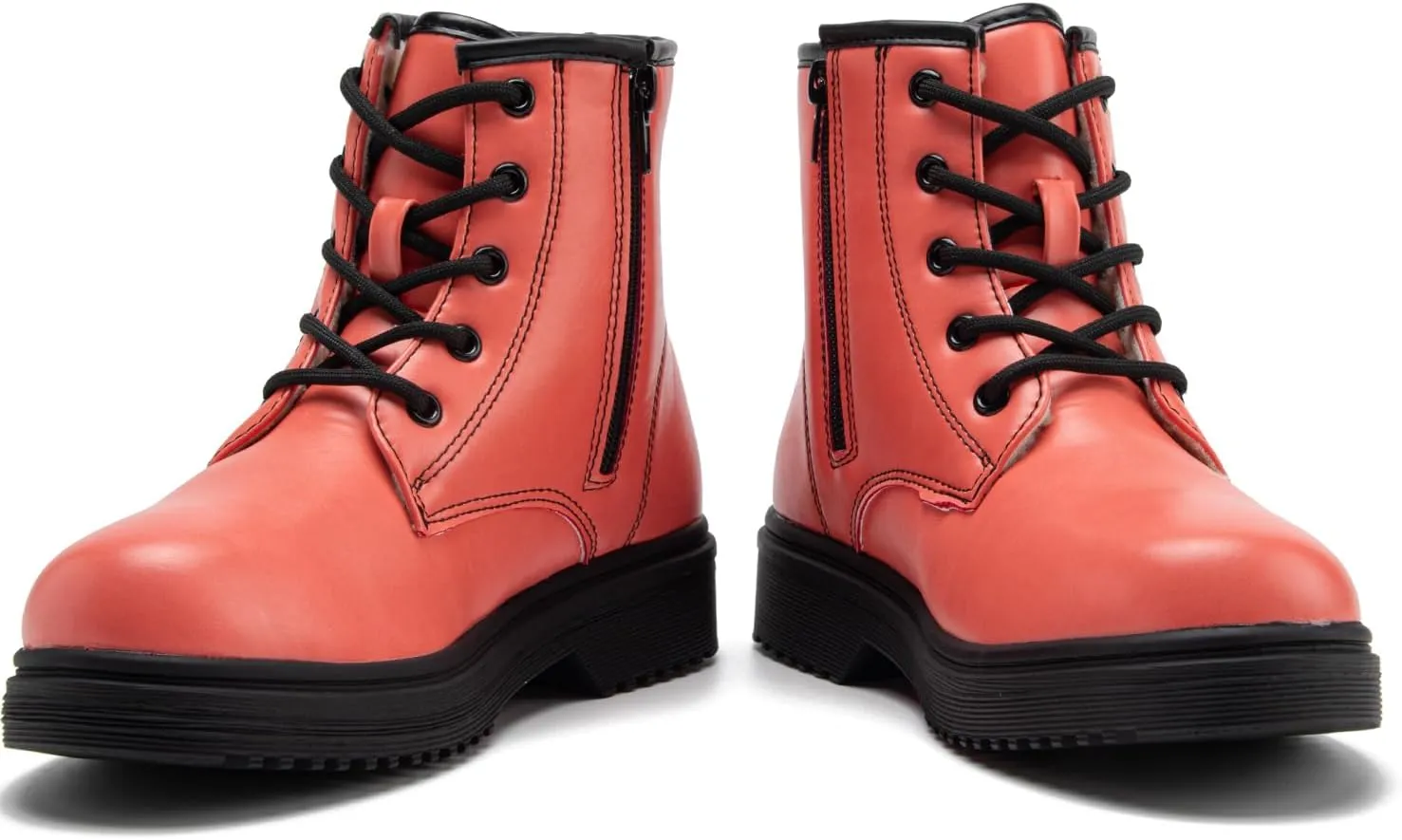 HIKLDK Girls Boots Glitter Combat Boot Winter Waterproof Side Zipper Lace-up Walking Shoes for Toddlers Little Kid szie