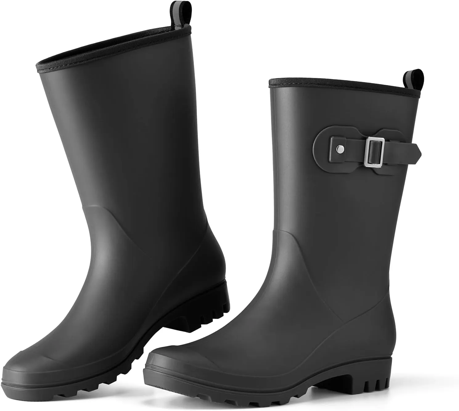 HISEA Mid-calf Rubber Rain Boots for Women Waterproof Wellington Boots for Outdoor