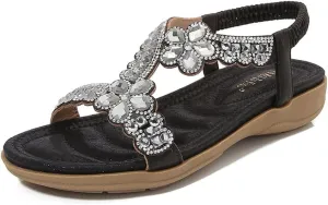 HNGHOU Sandals for Women Summer Beach Bohemian Flat Sandal Casual Comfortable Wedge Sandal Shoes