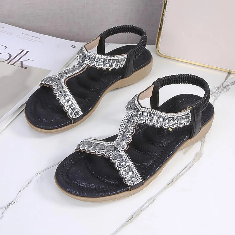 HNGHOU Sandals for Women Summer Beach Bohemian Flat Sandal Casual Comfortable Wedge Sandal Shoes